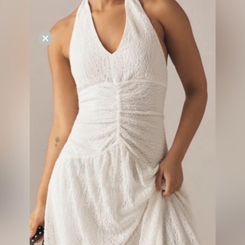 Anthropologie White Backless Lace Dress
